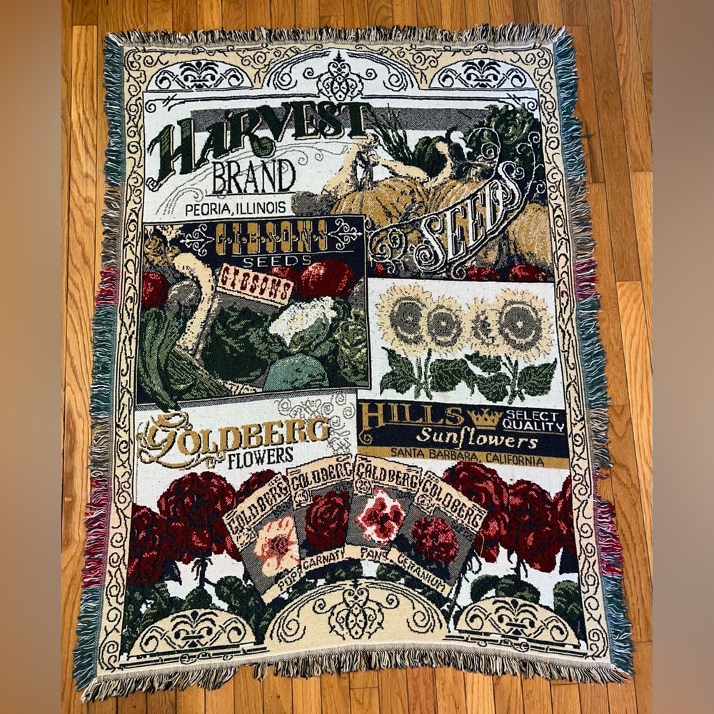 Vintage 90s Harvest Brand Throw Blanket